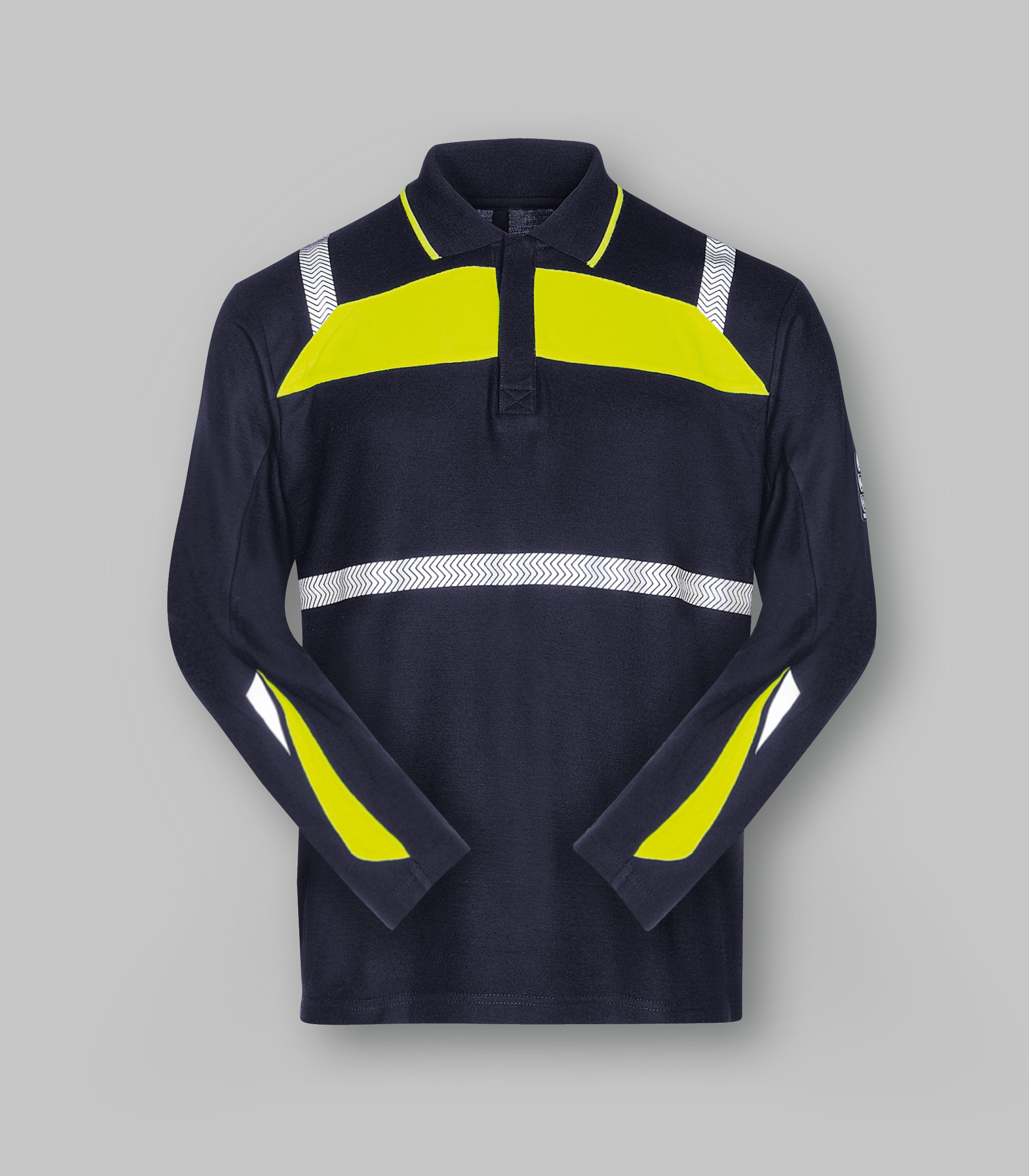 Long-sleeved polo shirt with electric arc protection
